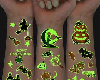 Waterproof Fake Tattoos - 124pcs Glow in Dark Temporary Tattoo for Kids Birthday Party Supplies  Arts Crafts for Girls 6 7 8 9 10 11  years