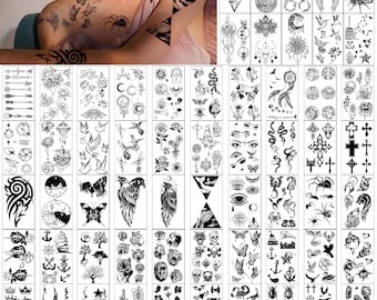 Yazhiji Waterproof Temporary Tattoos - 60 Sheets Tiny Fake Tattoo, Flowers Crowns Stars Animal Butterfly Collection Tats for Kids Adults