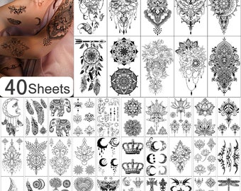 Yazhiji 40 Sheets Henna Mandala Temporary Tattoo for Women and - Etsy Yazhiji 40 Sheets Henna Mandala Temporary Tattoo for Women and - Etsy