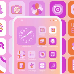 Summer Vibes App Icon Pack 600 - Digital Download - Orange, Purple, and Pink Aesthetic iOS Icons - Customize Your Home Screen - Photo Widget