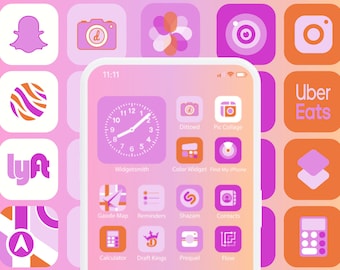 Summer Vibes App Icon Pack: Orange, Pink & Purple iOS Theme (Digital Download)
