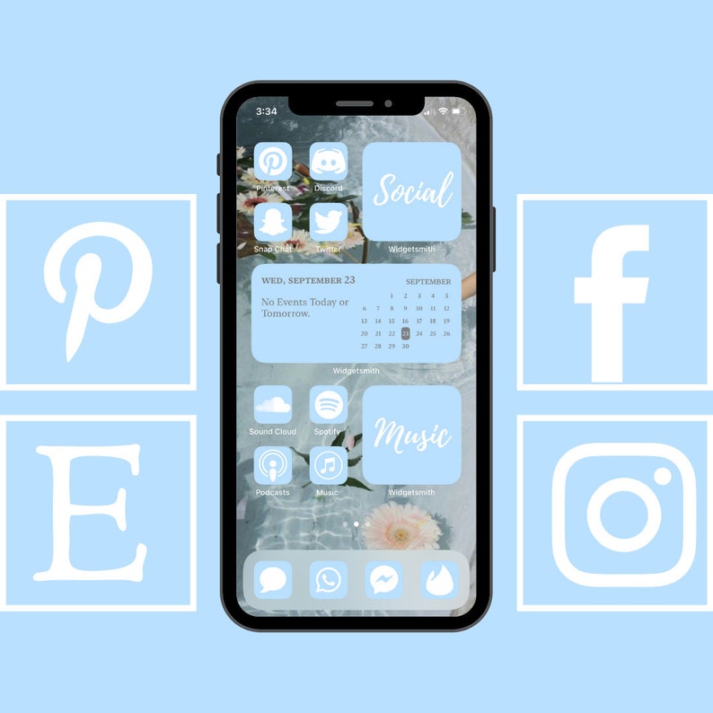 Pastel Blue Icon Pack For New IOS 14 Update Customize Home Screen 100 icons cove the design widgetsmith baby blue soft blue image 2