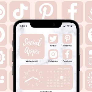 350 Customize Home Screen IOS 14 15 Update App Icon Photo Cover Pale Pastel Pink and White Pack Favicon Cover Photos. Bild 1