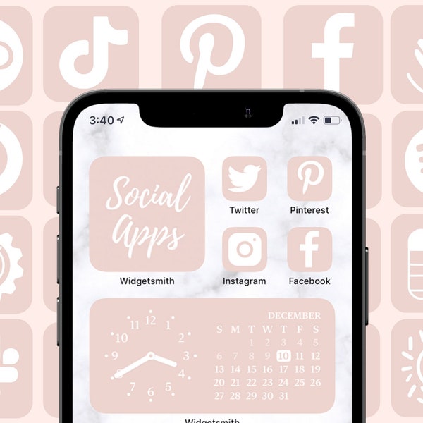 350 Customize Home Screen IOS 14 15 Update App Icon Photo Cover Pale Pastel Pink and White Pack Favicon Cover Photos.