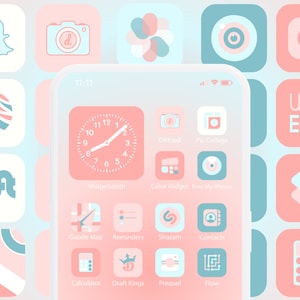 iOS Bubblegum Icons Pack | iPhone IOS 16 App Aesthetic | 600 Icons | Includes Widgets | IOS14 IOS15 IOS App Icons | Blue and Pink app icons