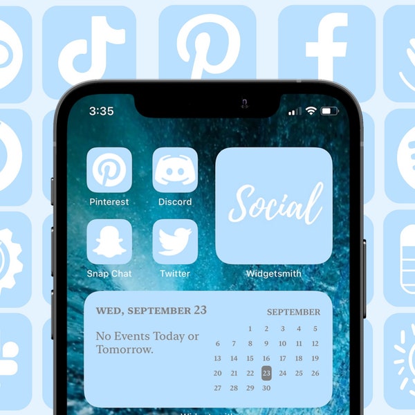 Pastel Blue Icon Pack For New IOS 14 Update Customize Home Screen 100 icons cove the design widgetsmith baby blue soft blue