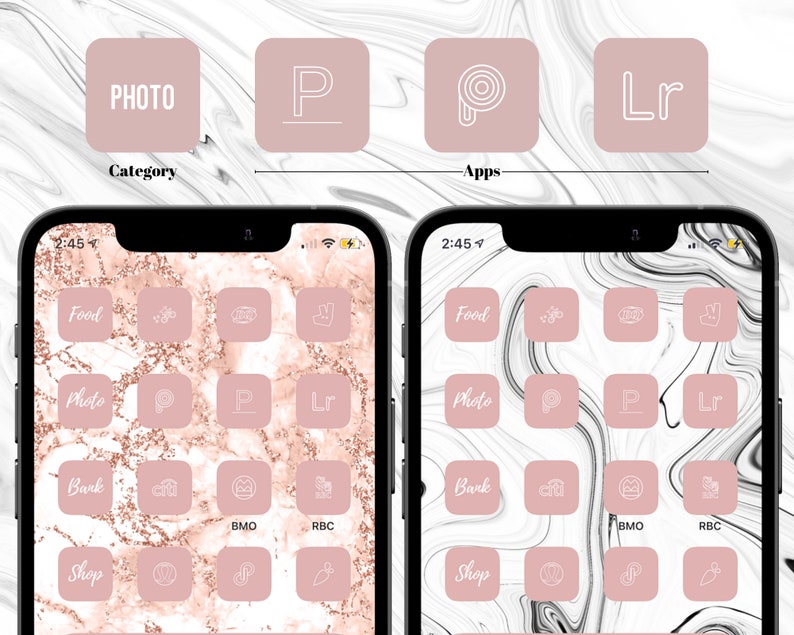 Pink iOS 16 iPhone App Icons Minimal Pink & White Aesthetic Icon Design Widget Smith Photo Widgets App Icon Pack Cavern Pink image 5