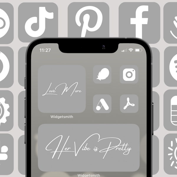 Gray Tone Neutral Aesthetic | 350 App Icon Pack For iPhone IOS 14 Icons Covers | Cove The Design Widget Covers | Customize Home Screen