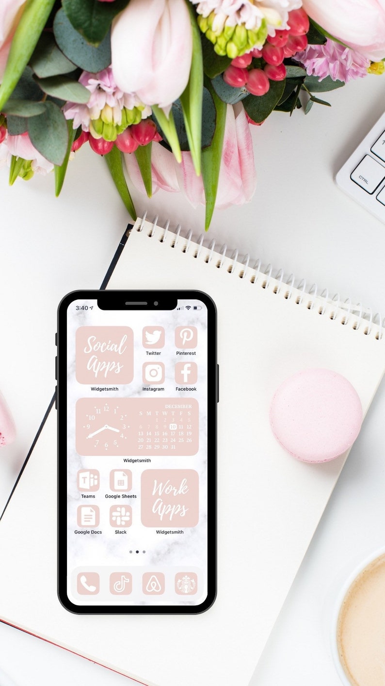 350 Customize Home Screen IOS 14 15 Update App Icon Photo Cover Pale Pastel Pink and White Pack Favicon Cover Photos. Bild 6