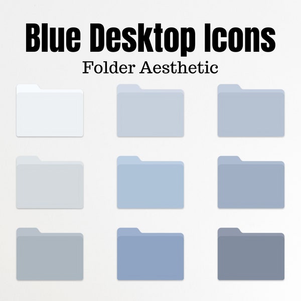Blue Desktop Folder Icons For Mac & Windows | Cove The Design, Aesthetic Organizing Icons, Desktop Icons, Desktop Organizer Icon Set