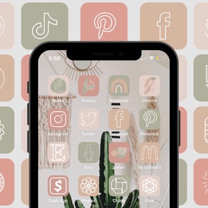 350 Boho Organic App Aesthetic | Cove The Design | IOS14 App Icons | Widgetsmith Photo Widgets | Customize Your Home Screen Kit |