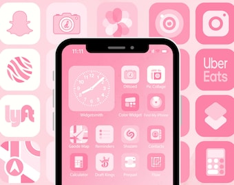 iOS Pink Icons Pack | iPhone IOS 16 App Aesthetic | 600 Icons | Includes Widgets | IOS14 IOS15 IOS App Icons