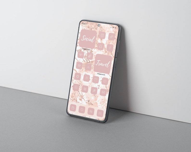 Pink iOS 16 iPhone App Icons Minimal Pink & White Aesthetic Icon Design Widget Smith Photo Widgets App Icon Pack Cavern Pink image 4