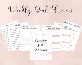 Weekly Goal Planner Drucken zu Hause | 2021 Minimal Organisation Planner | Cove The Design Ästhetische Planer | Wochenplaner Printable Undatiert