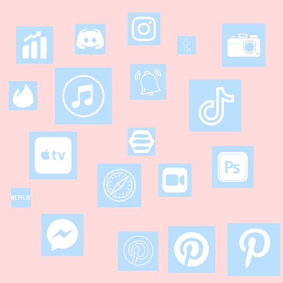 Pastel Blue Icon Pack For New Ios 14 Update Customize Home Etsy - pink pastel roblox icon