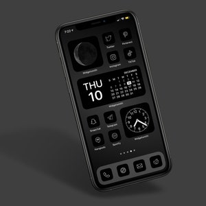 Minimal Charcoal Icon Aesthetic Pack Black and White App Icons IOS 14 Customize Home Screen Widget Smith Widgets Cove The Design image 2