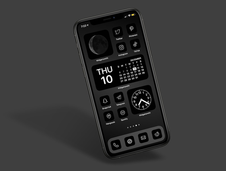 Minimal Charcoal Icon Aesthetic Pack Black and White App Icons IOS 14 Customize Home Screen Widget Smith Widgets Cove The Design image 2