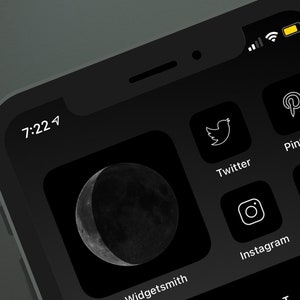 Minimal Charcoal Icon Aesthetic Pack Black and White App Icons IOS 14 Customize Home Screen Widget Smith Widgets Cove The Design image 8