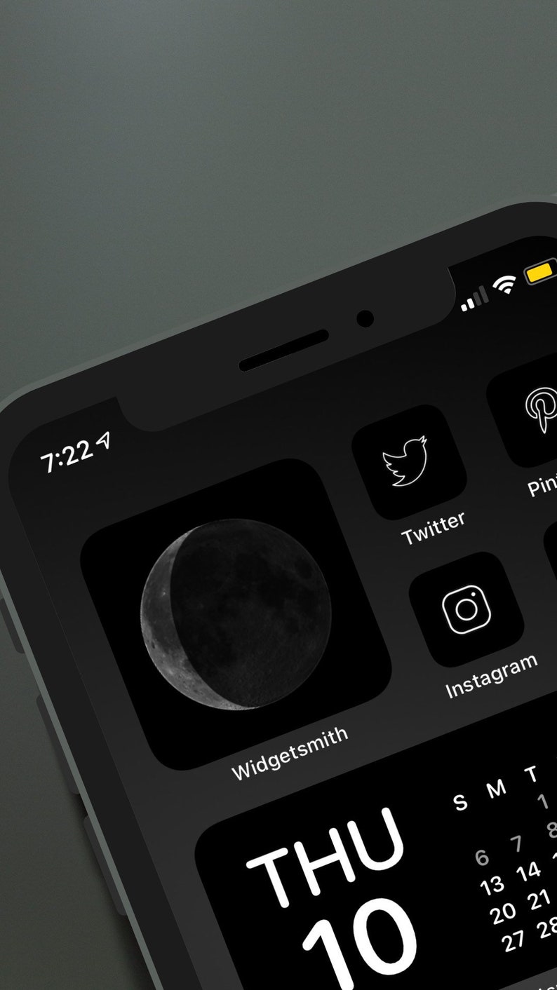 Minimal Charcoal Icon Aesthetic Pack Black and White App Icons IOS 14 Customize Home Screen Widget Smith Widgets Cove The Design image 8