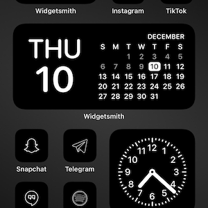 Minimal Charcoal Icon Aesthetic Pack Black and White App Icons IOS 14 Customize Home Screen Widget Smith Widgets Cove The Design image 9