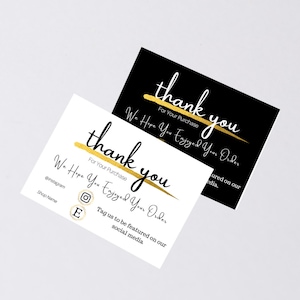 Business Card Template | Gold Thank You For Your Order | Printable Promotional material | Canva Customizable | Small Business digital design