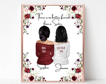 Sister Print Bestie Gift Sister Gift Family Portrait Digital Download Sister Birthday Gift Sister Moving Gift Big Sis Little Sis