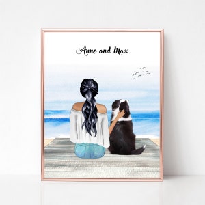 Portret van mijn hond en ik, aangepaste hond moeder print, hond moeder cadeau, cadeau voor hondenmoeder, hondenliefhebber print, gepersonaliseerde hondencadeaus, hond moeder print.