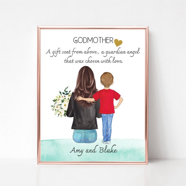 Godmother Gift, Godmother Proposal, Godmother Christmas Gift, Custom Art, Gift For Godmother, Thank You Gift For Godmother, Gift from Godson