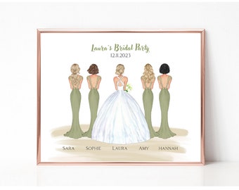 Bridal Party Print, Personalised Bridesmaid Print, Team Bride Picture, Personalised Gift for Bridesmaids, Thank You Gift for Bridemaids