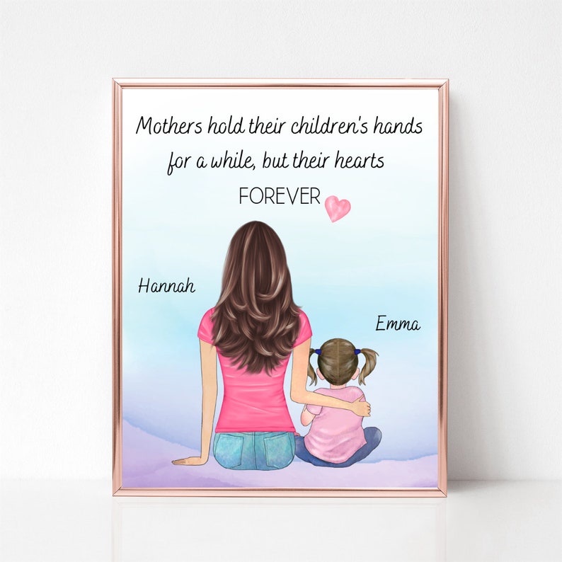 Custom Mother's Day Gift, Mother Gift, Family Portrait, Gift for Mom, Mom Print, Mother and Daughter, Birthday Gift for Mom, Mother and Son image 1