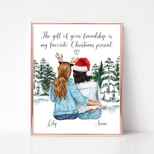 Personalized Friends Christmas Gift, Best Friends Christmas Print, Personalised Gift for Bestie, Xmas Gift for Friends, Custom Quote Print.