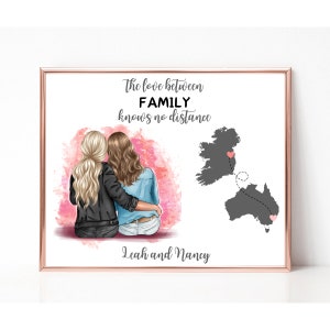 The Love Between Family Knows No Distance Print, Long Distance Family Gift, Home State Gifts, Gift For Family Members, Watercolor Map Art.