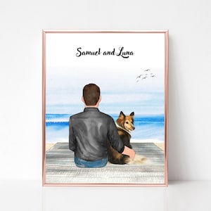 Aangepaste hond vader print, hond vader cadeau, beste hondenvader, cadeau voor hondenvader, hondenliefhebber print, hondenportret, gepersonaliseerde hondencadeaus, cadeau voor hem