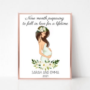 Prezent na Baby Shower, Prezent ciążowy, Prezent dla ciężarnej mamy, Niestandardowa ilustracja kobiety w ciąży, Prezent dla przyszłej mamy, Prezent dla kobiety w ciąży