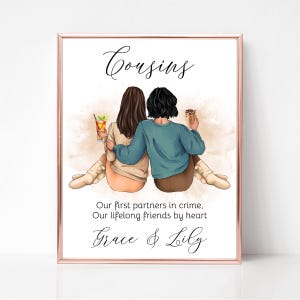 Personalized Cousin Gift, Custom Cousin Print, Cousin Birthday Gift, Two Cousins Picture, Christmas Gift, Cousins are Best Friends Art