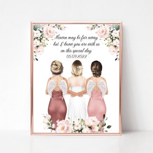 Mother of the Bride Memorial Print, In Memory of Grandma of the Bride, Passed Away Sister, Print for Wedding, Bride Remembrance Gift