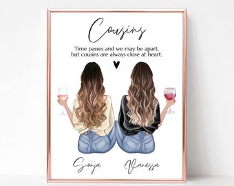 Personalized Gift for Cousin, Cousins Personalized Print, Cousins Best Friends Gift, Cousin Quote Picture, Custom Birthday Gift Idea.