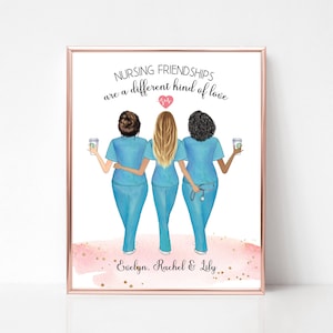 Personalized Nurse Print, Friends Picture, Nurse Gift, Scrub Life, Thank You Gift, Nurse Team Gift, Gift Idea for International Nurses Day