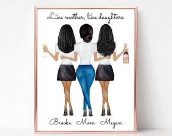 Mother and Daughters Print, Birthday Gift, Family Print, Mom Gift, Mothers Day Gift, Daughter Gift, Like Mother Like Daughter, Gift for Mom