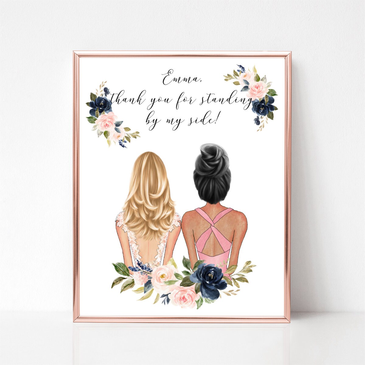 Custom Bridesmaid Print Thank You for Standing by My Side photo