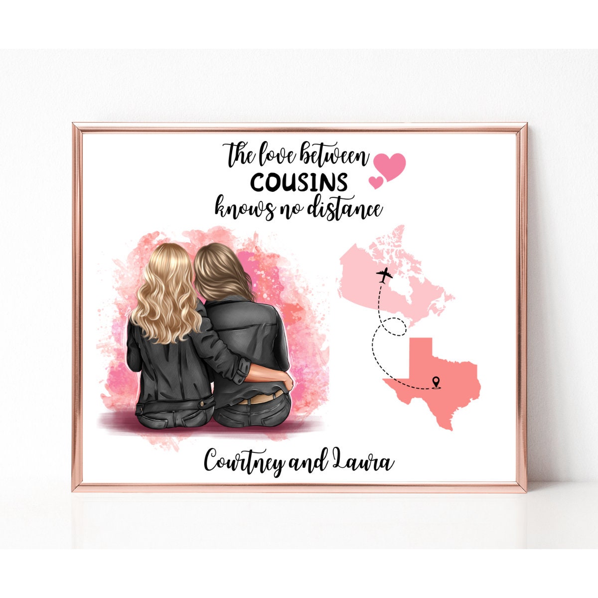 Hanamiya Cousin-Geschenk Tasche – 'Cousins By Blood', Beere, 24 X 16 Cm, Leinen, Mit Reißverschluss