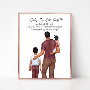 Best Dad Portrait, Custom Father&#39;s Day Gift, Dad Birthday Gifts, Personalized Daddy Print, First Father&#39;s Day Picture, Family Portrait.