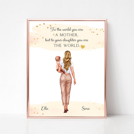 Happy Mother's Day Personalized Gift, Mother And Daughter Print, Birthday Gift For Mom, Mum Gift, Happy Mothers Day Picture, Thank You Gift - UK