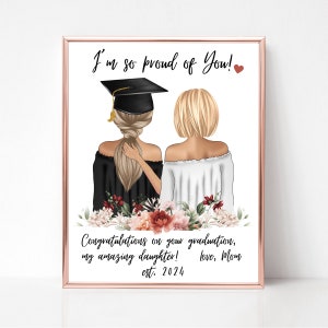 Impressão de formatura "Estou tão orgulhosa de você", presente de mãe para filha, parabéns pelo seu presente de formatura, mãe orgulhosa de uma formanda de 2025.
