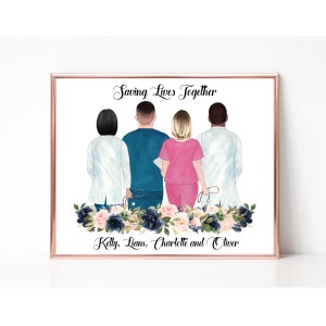 Personalized Nurse Team Print, Doctor Gift, Saving Lives Together, Custom Nurse Gift, Scrub Life, Nurse Friends Gift, Coworker Leaving Gift