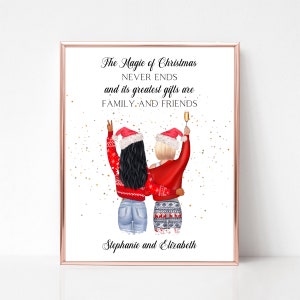 Personalized Christmas Gift, Best Friends Print, Sister Print, Bestie Gift, Gift for Mother, Christmas Gift for Sisters, Custom Family Print