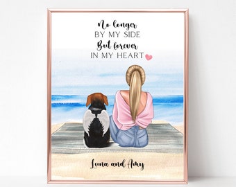 Pet In Heaven Portrait, Digital Art, Dog Mom Memorial Print, Dog Owner&#39;s Gift, Personalized Dog Portrait, Pet Loss Sympathy, Pet Lover Print