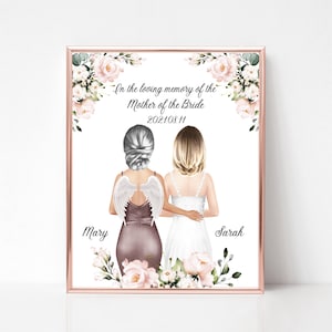 Mother of the Bride Memorial Print, Wedding Parent Print, Custom Wedding Memorial Picture, Mother of the Bride Print, Mother in Heaven