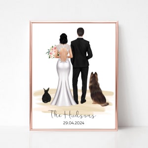Personalized Wedding Print with Pets, Mr and Mrs Print, Bride and Groom Gift, Wedding Gift for Bride, Wedding Keepsake, Gift for the Groom.