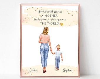 Mother and Daughter, Mothers Day Print from Daughter, Mother's Day Gift, Gift from Kid to Mom, Personalized Mom Print, Custom Family Picture